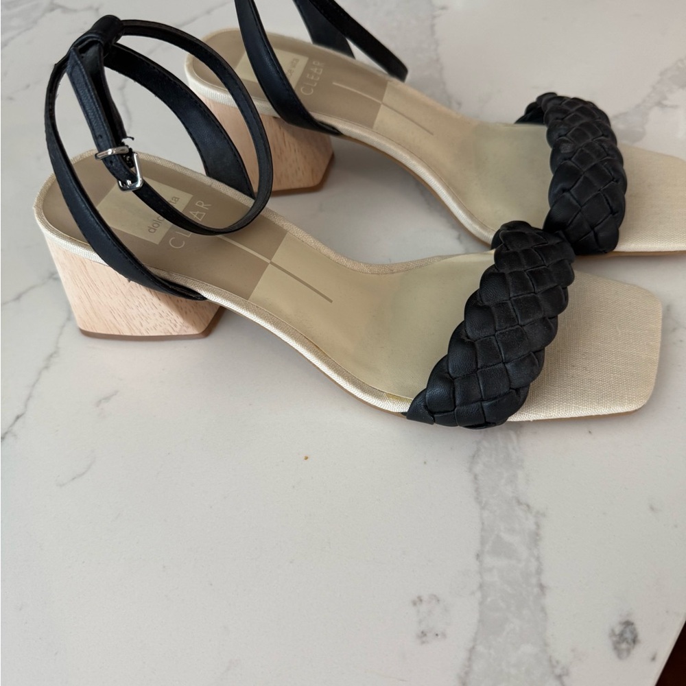 Dolce Vita Black and Cream Heeled Sandals
